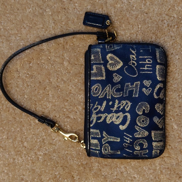 Coach Navy and gold wristlet - Picture 4 of 6